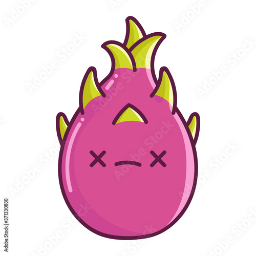 kawaii dead dragon fruit cartoon illustration