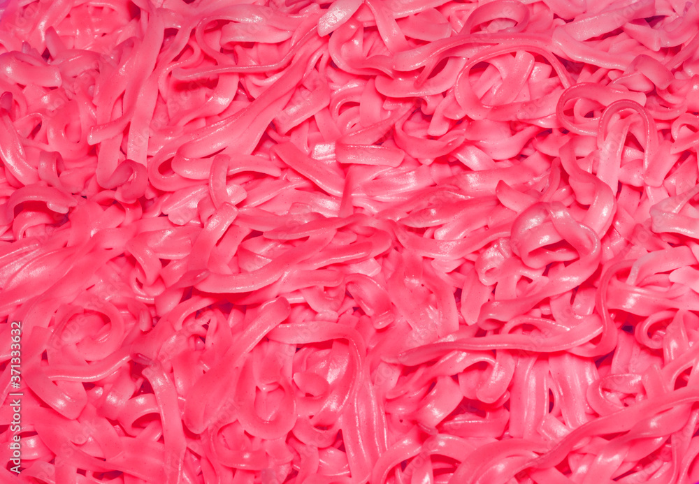 pink macaroni, close-up view from above pink macaroni, close-up view from above