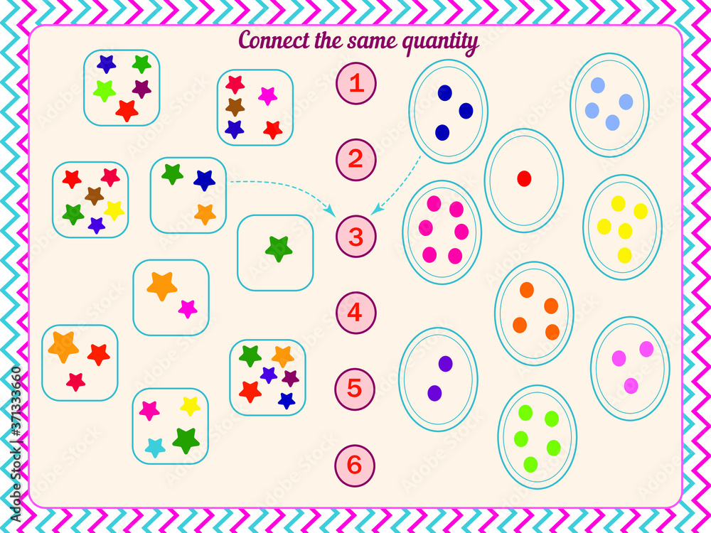 logic game game for children. fixing the account. connect the same quantity logic game game for children. fixing the account. connect the same quantity