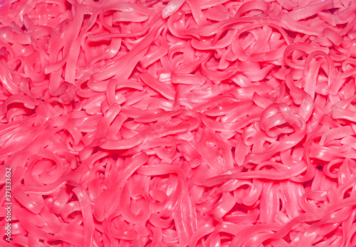 pink macaroni  close-up view from above