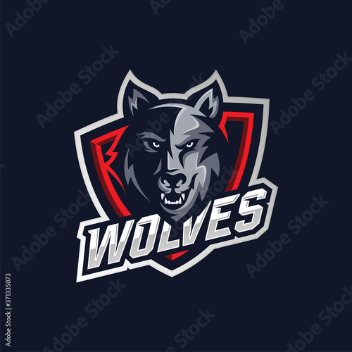 wolf esport gaming mascot logo template
