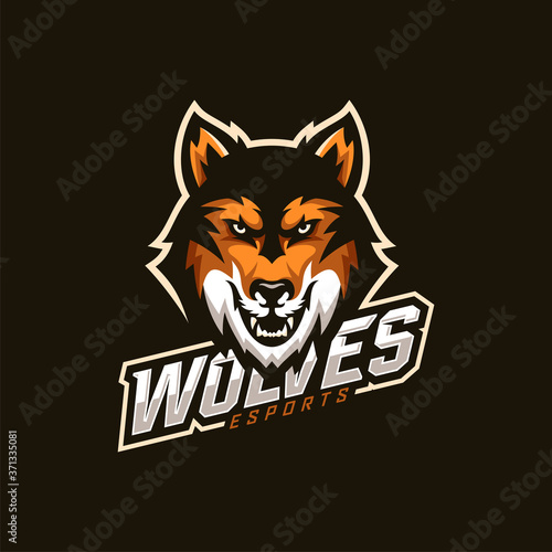 wolf esport gaming mascot logo template