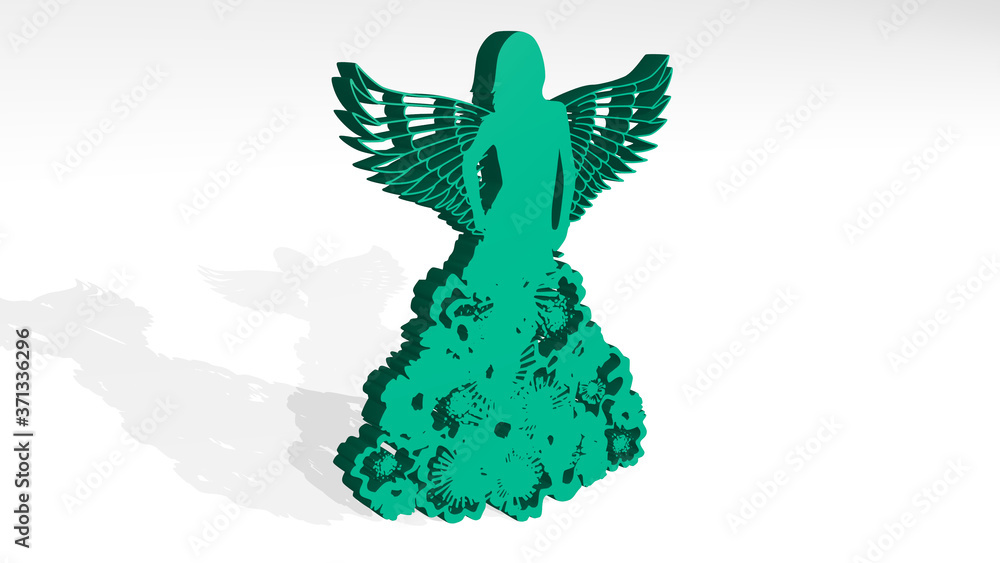 Fototapeta premium WOMAN WITH WINGS 3D icon casting shadow - 3D illustration for beautiful and young