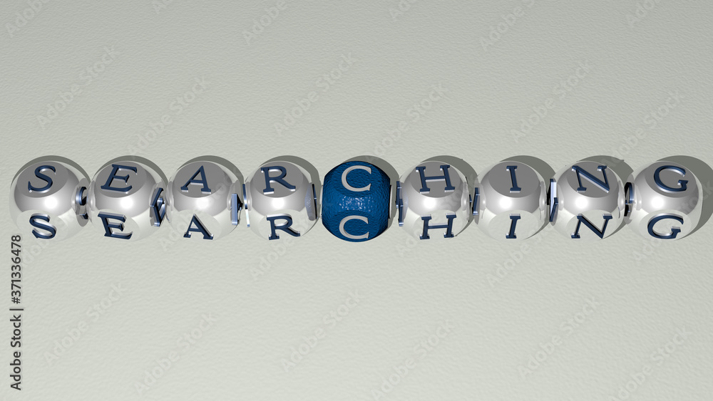 SEARCHING text by cubic dice letters - 3D illustration for concept and business SEARCHING text by cubic dice letters - 3D illustration for concept and business