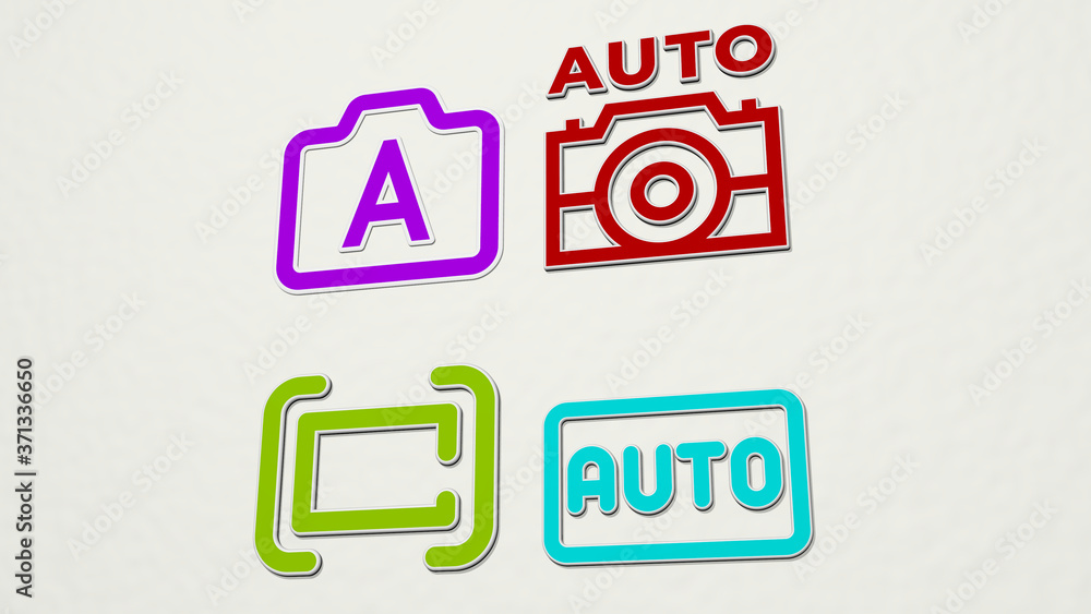 auto colorful set of icons - 3D illustration for car and automobile