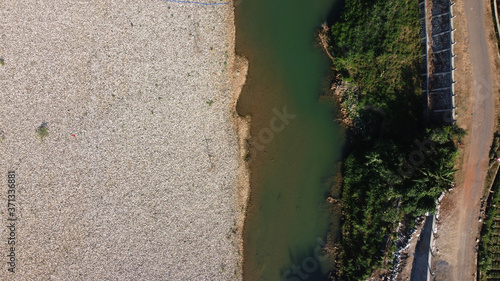 top view a clean tropical river in summer photo