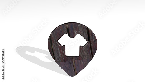 Free Download style three pin shirt 3D icon standing on the floor - 3D illustration for background and design - GFXLoad