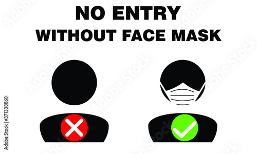 no entry without face mask or wear a mask icon. Vector illustration