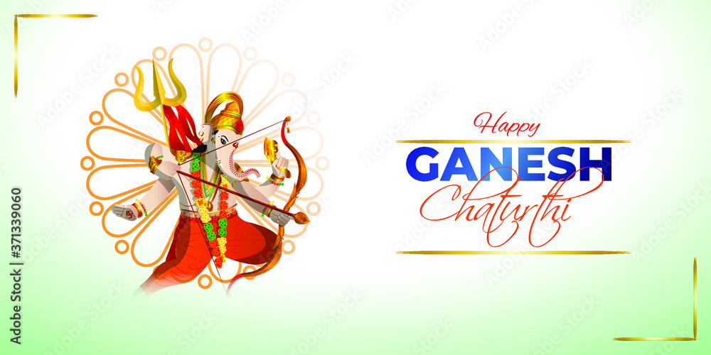 Fototapeta premium vector illustration for Indian festival Ganesh Chaturthi with text Ganesh Chaturthi means Ganesh Chaturthi.