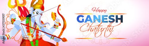vector illustration for Indian festival Ganesh Chaturthi with text Ganesh Chaturthi means Ganesh Chaturthi.