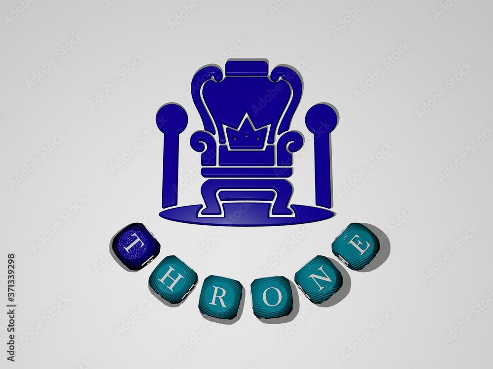 throne text around the 3D icon - 3D illustration for ancient and king throne text around the 3D icon - 3D illustration for ancient and king
