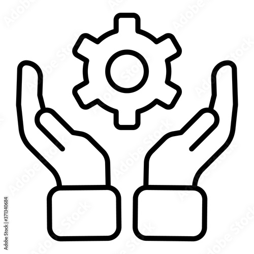 Gear In Hands Flat Icon Isolated On White Background