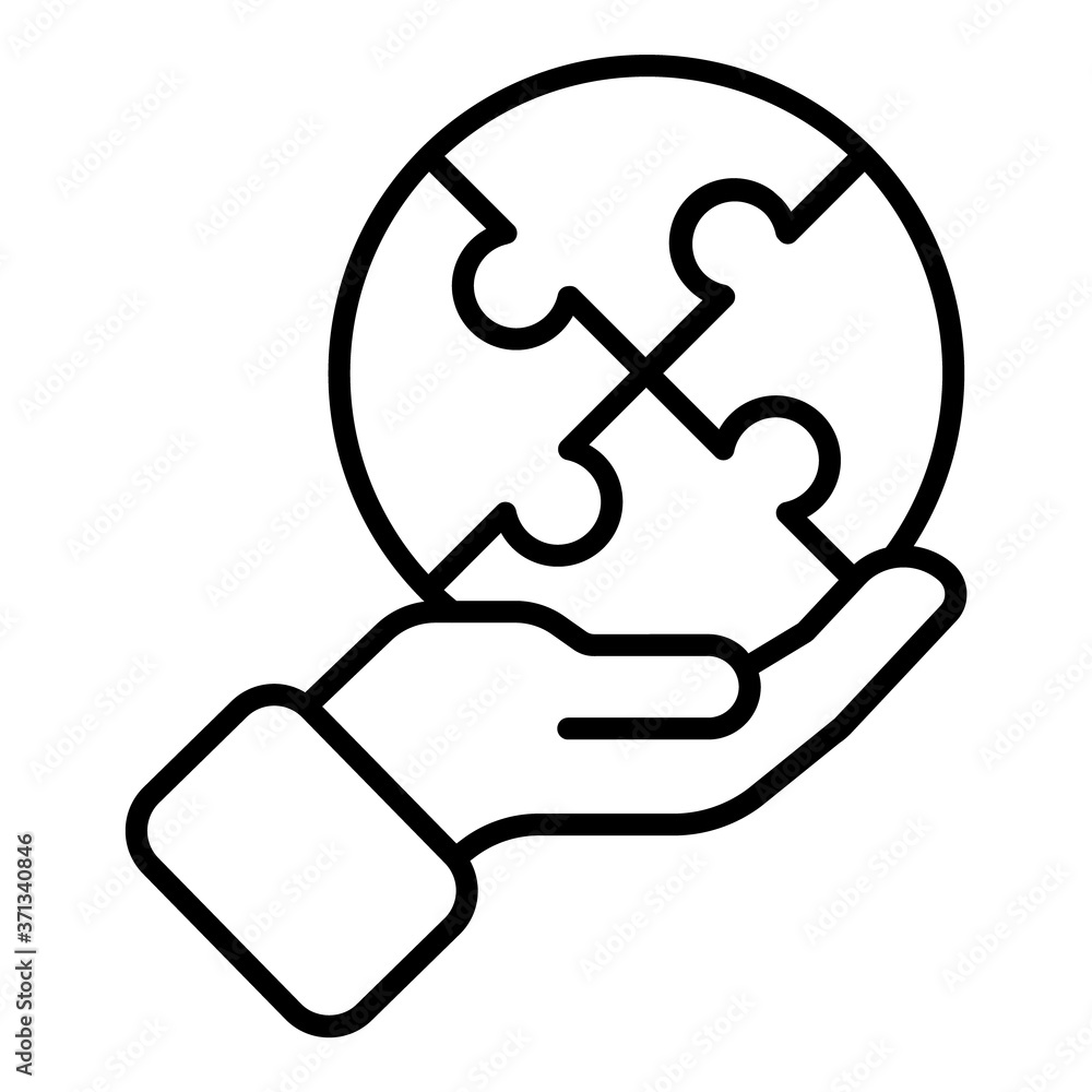 Jigsaw In Hand Flat Icon Isolated On White Background Jigsaw In Hand Flat Icon Isolated On White Background