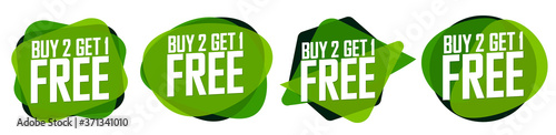 Set Sale bubble banners design template, discount tags, buy 2 get 1 free, app icons, vector illustration
