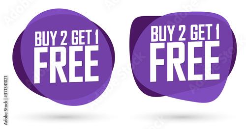 Set Sale bubble banners design template, discount tags, buy 2 get 1 free, app icons, vector illustration