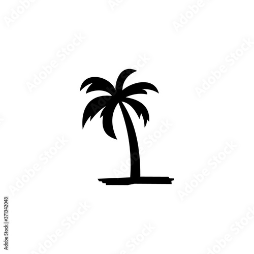 Black Vector Single Palm Tree Silhouette