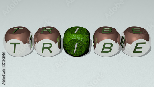 Foto TRIBE text by cubic dice letters - 3D illustration for african and editorial