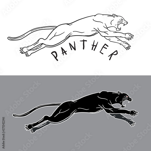 Angry panther head vector illustration. Simple black panther head. Panther logo and mascot