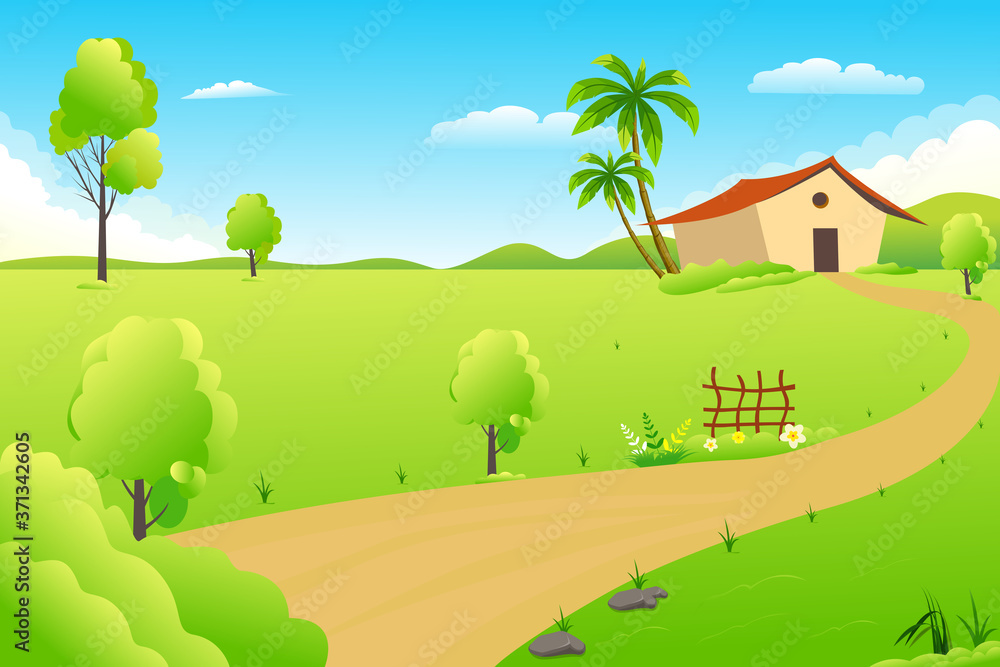 Vector illustration of a beautiful summer village 
