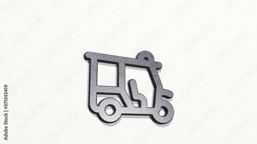 TUK TUK 3D icon on the wall - 3D illustration for asia and taxi