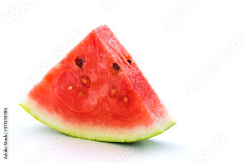 Slice of watermelon isolated on bright background