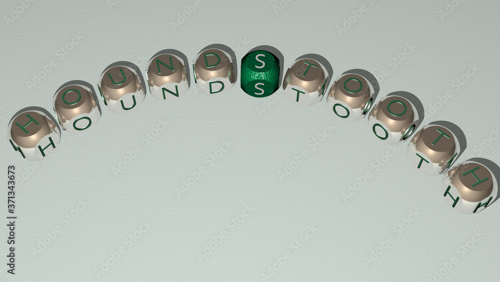 HOUNDSTOOTH text of dice letters with curvature - 3D illustration for pattern and seamless HOUNDSTOOTH text of dice letters with curvature - 3D illustration for pattern and seamless
