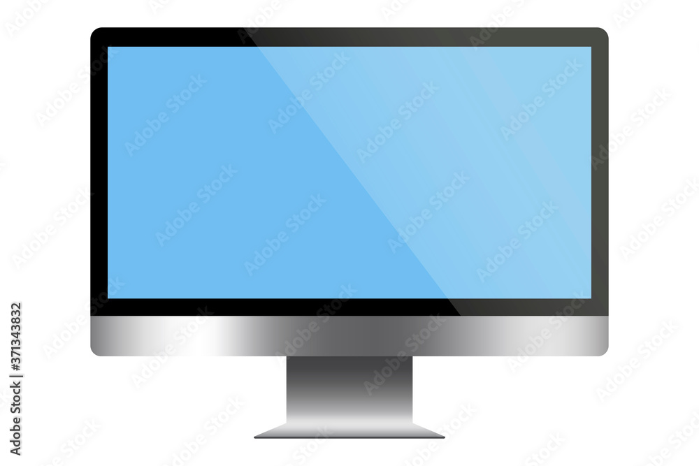 Computer monitor screen. Flat insulated monitor. LCD display with blue desktop. Realistic large display. Vector image. Stock photo. Computer monitor screen. Flat insulated monitor. LCD display with blue desktop. Realistic large display. Vector image. Stock photo.