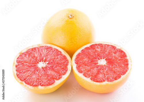 fresh grapefruit on white background