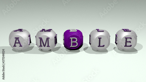 body types movement: amble text of cubic individual letters - 3D illustration