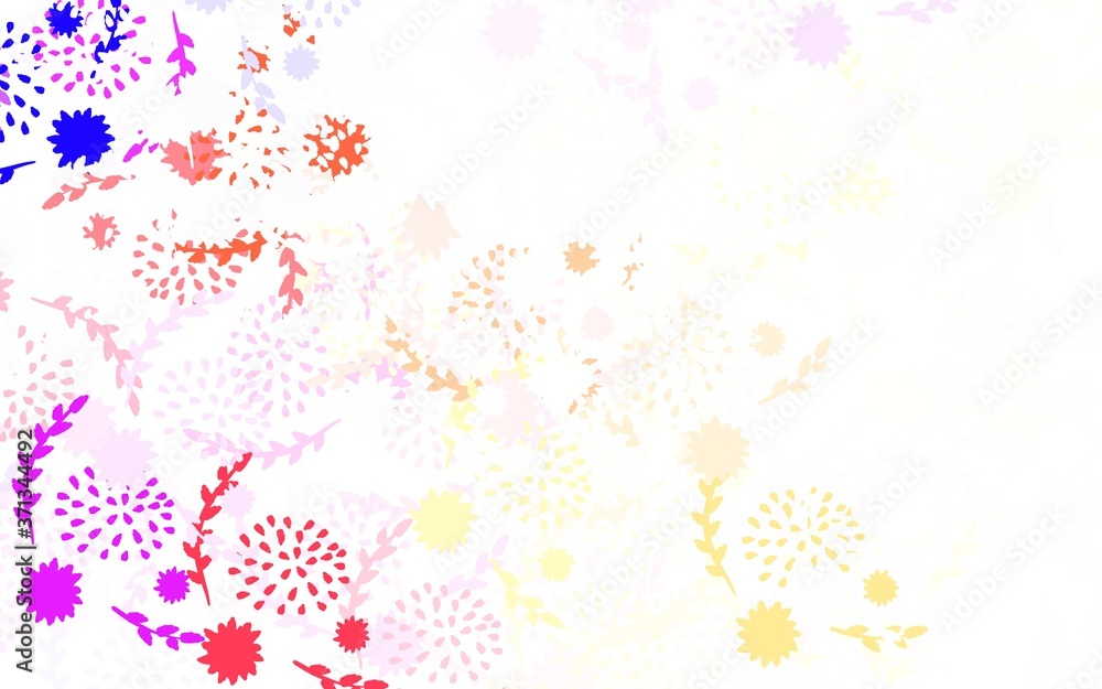 Light Pink, Yellow vector doodle backdrop with flowers