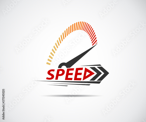 Speed, vector logo racing event, with the main elements of the modification speedometer