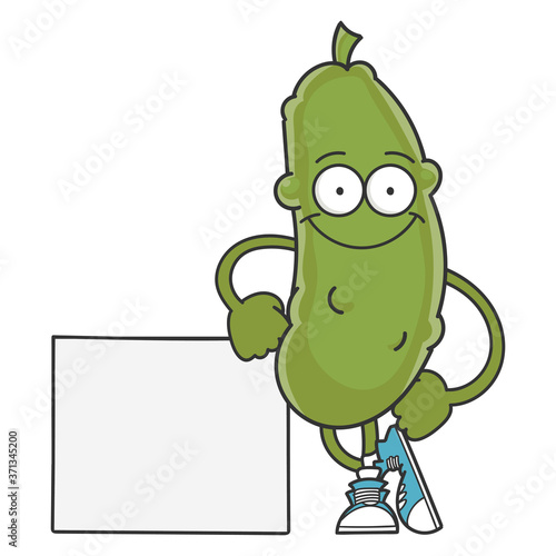 happy smiling dill pickle cartoon character