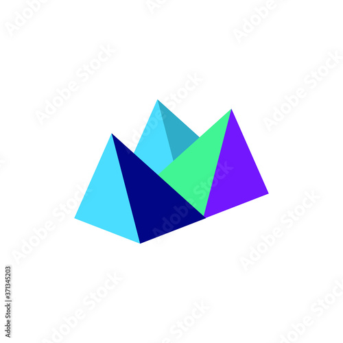 Abstract mountain logo on white background. Stock vector illustration.