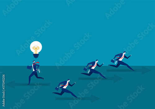 businessman running with Think different business direct concept to success Vector illustration.