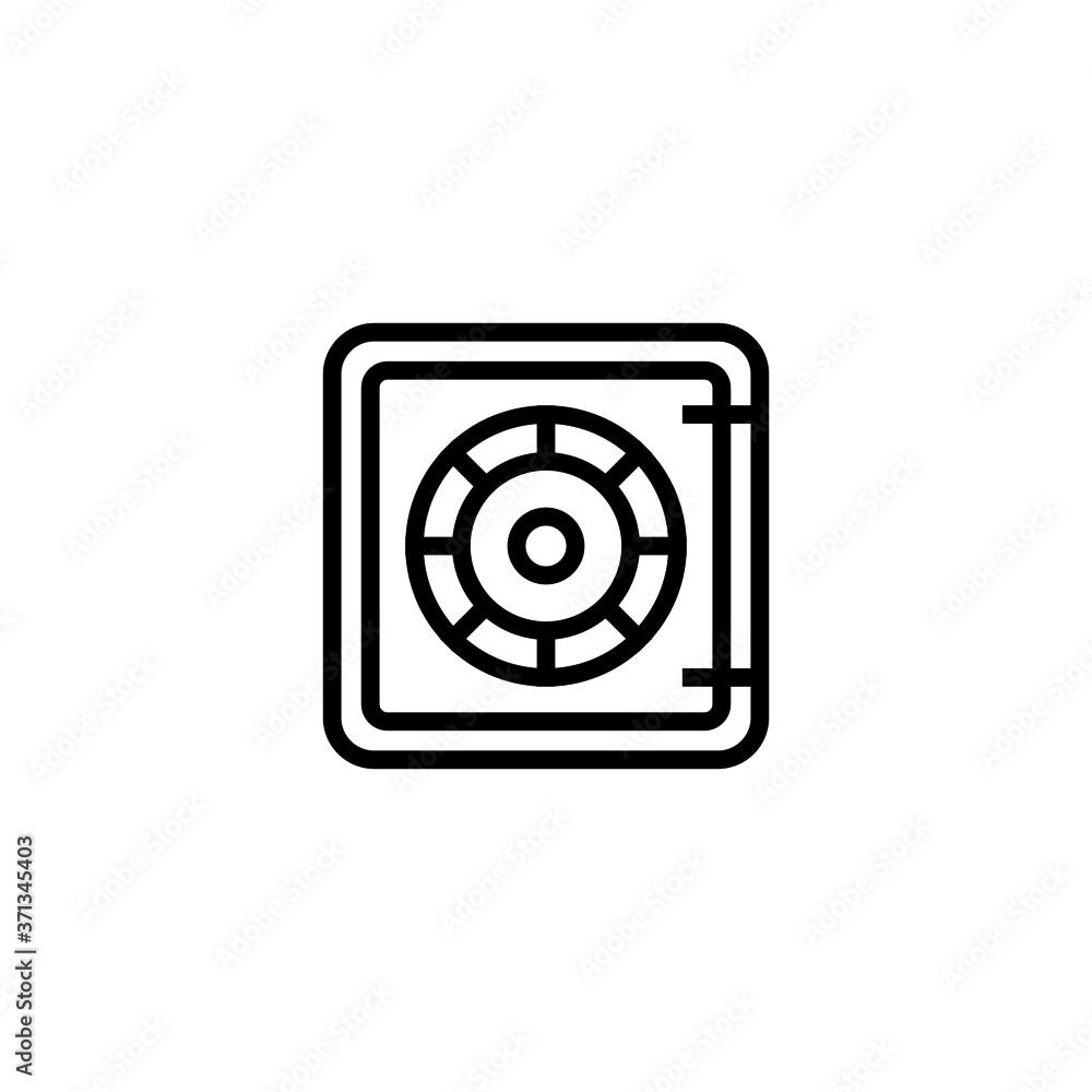 Safe deposit box icon in black line style icon, style isolated on white background Safe deposit box icon in black line style icon, style isolated on white background
