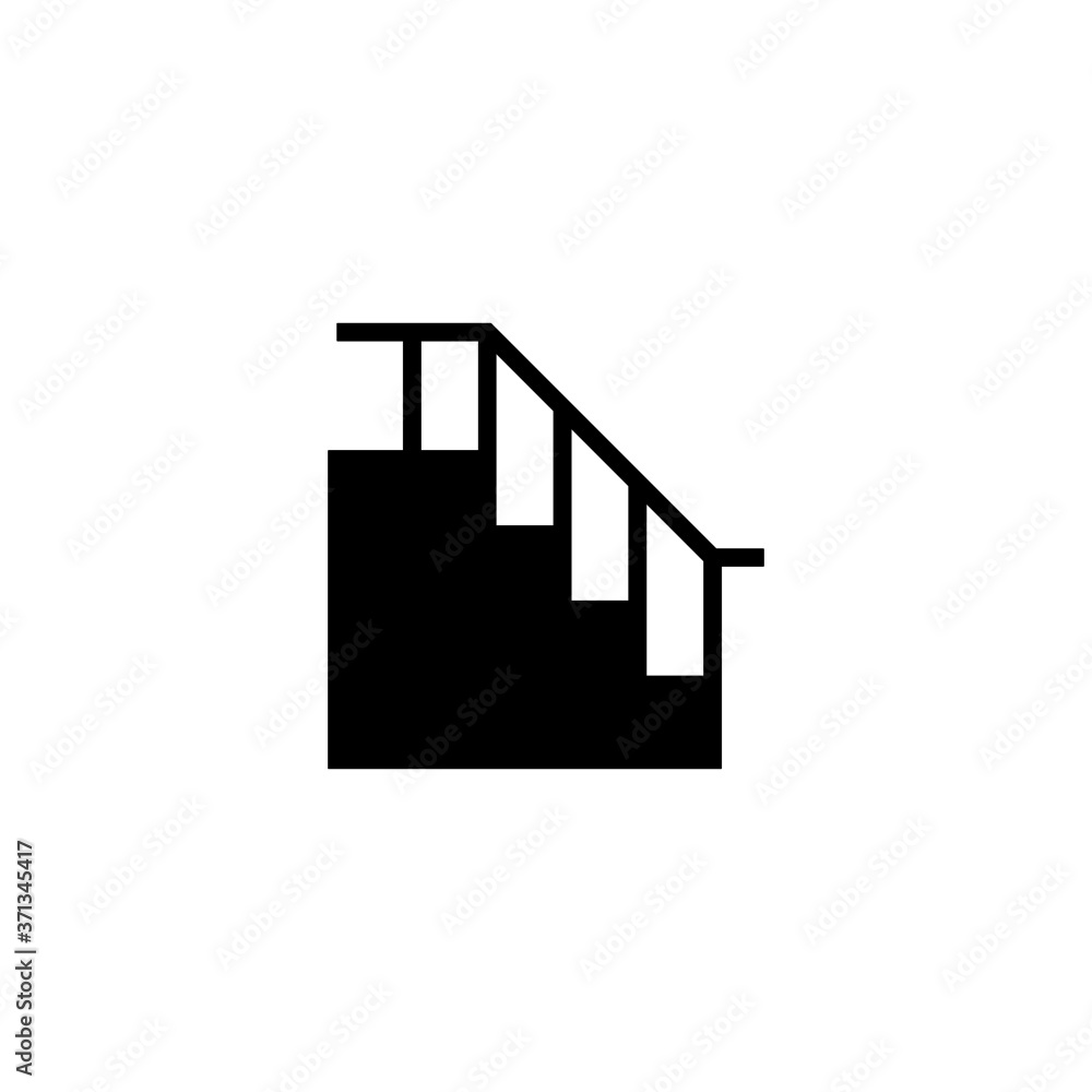 Staircase icon in black flat glyph, filled style isolated on white background Staircase icon in black flat glyph, filled style isolated on white background