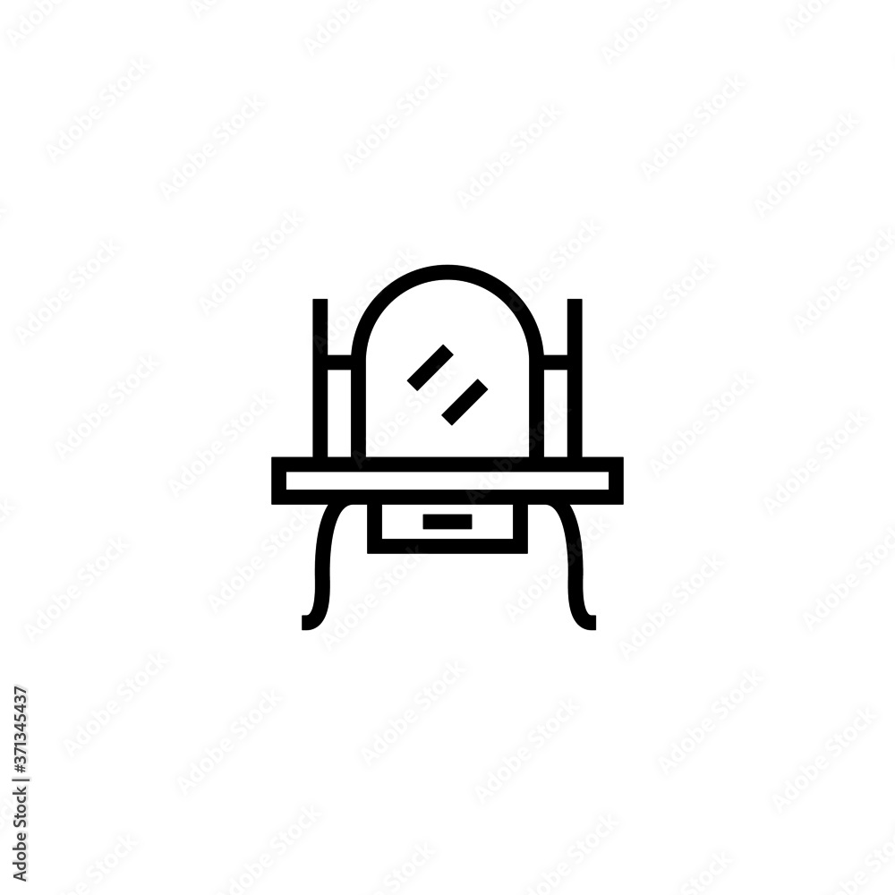 Mirror icon in black line style icon, style isolated on white background Mirror icon in black line style icon, style isolated on white background