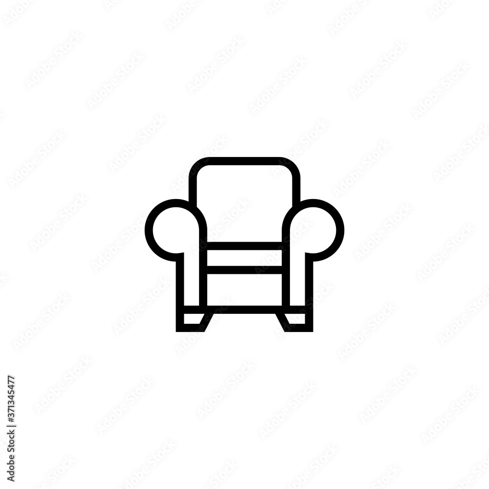 Armchair icon in black line style icon, style isolated on white background Armchair icon in black line style icon, style isolated on white background