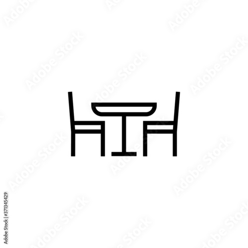 Table and chair icon in black line style icon, style isolated on white background
