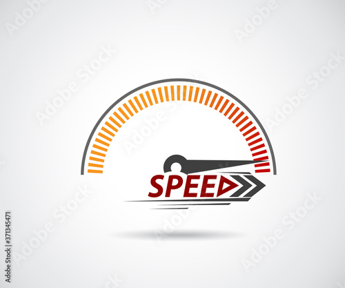 Speed, vector logo racing event, with the main elements of the modification speedometer