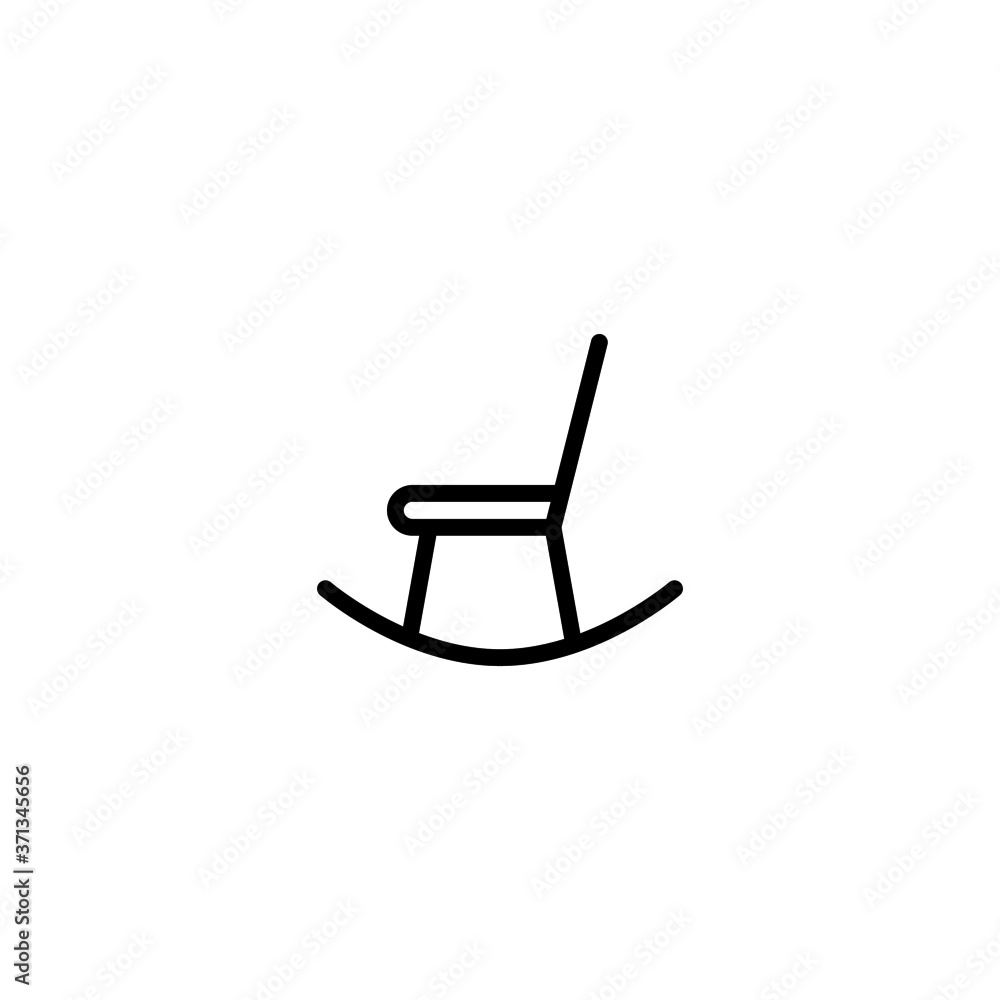 rocking chair icon in black line style icon, style isolated on white background rocking chair icon in black line style icon, style isolated on white background