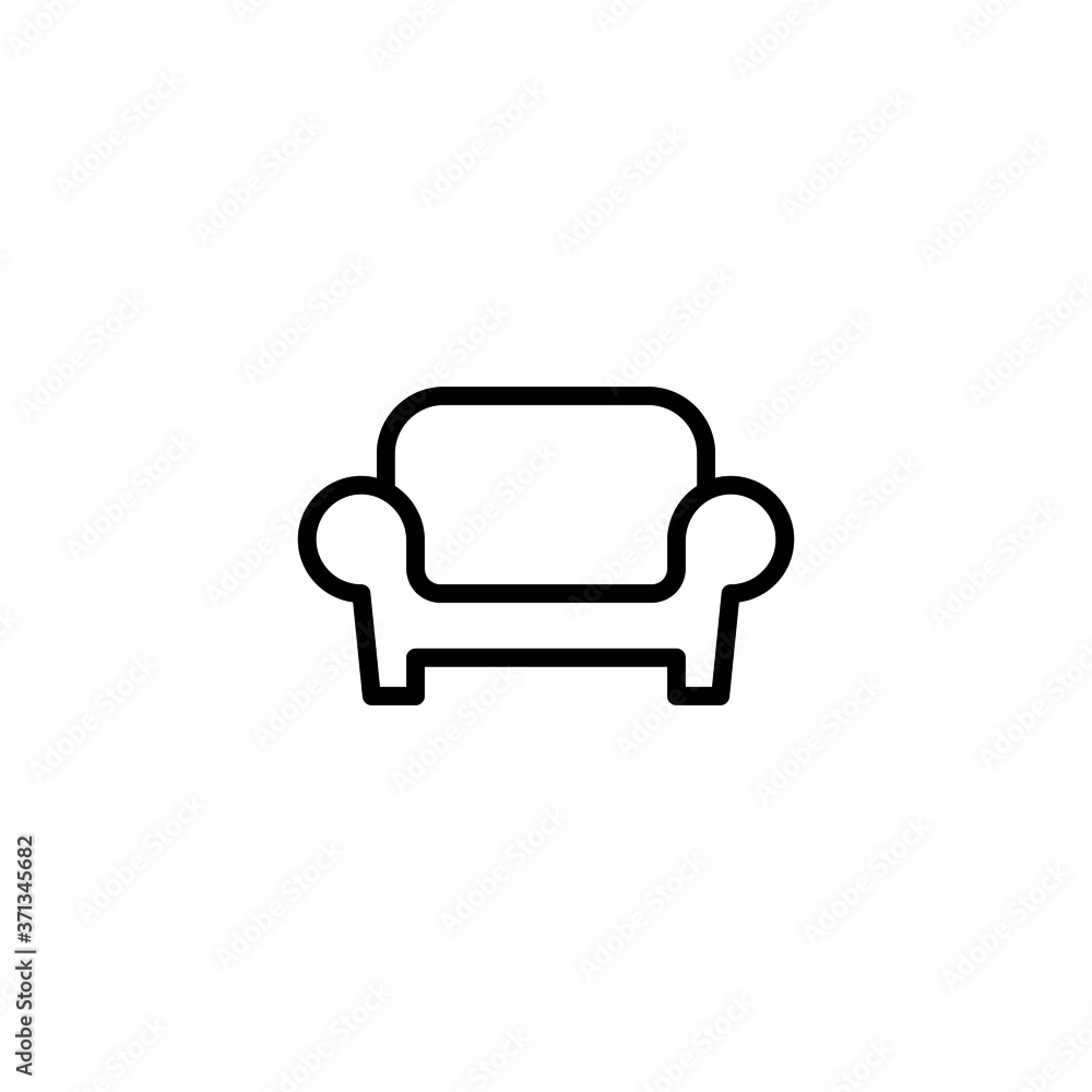 sofa icon in black line style icon, style isolated on white background sofa icon in black line style icon, style isolated on white background