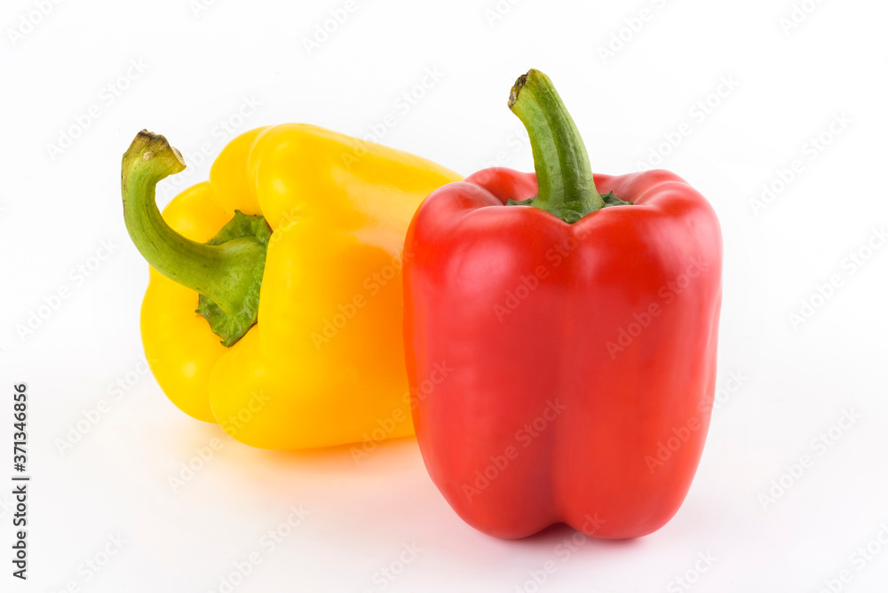 red, yellow bell pepper on white background red, yellow bell pepper on white background