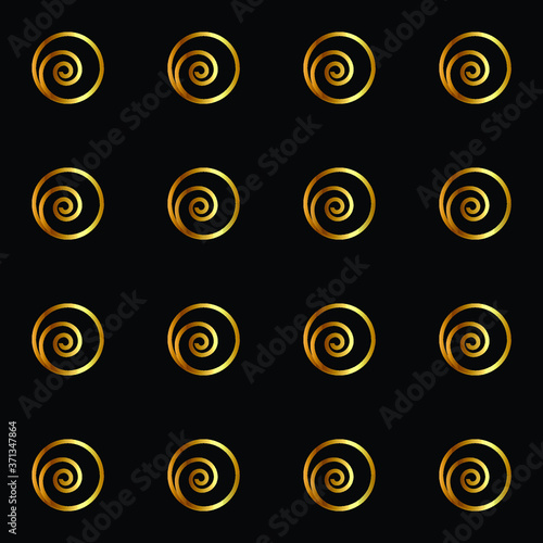 Spiral seamless pattern with golden color spiral curls