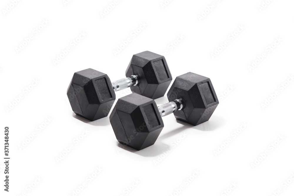 black dumbbell isolated on white black dumbbell isolated on white