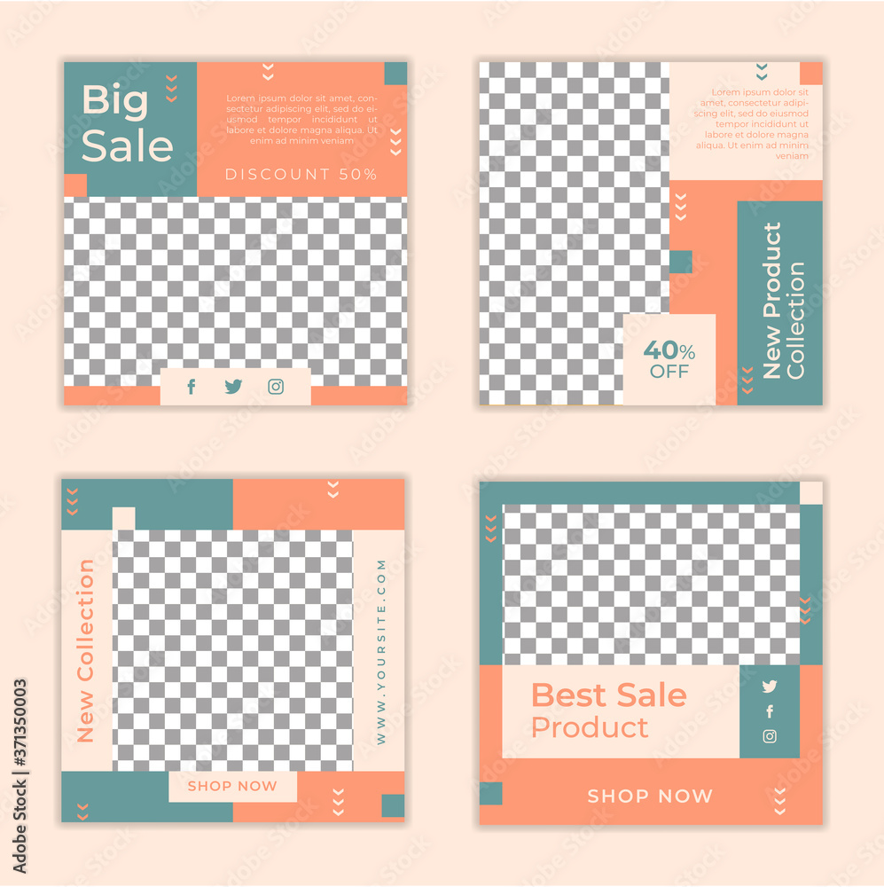 Naklejka premium Social media post template for digital marketing and sale promo. fashion advertising Banner offer