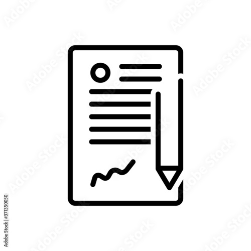 Black line icon for contract