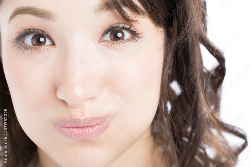 Obraz premium 変顔する女性