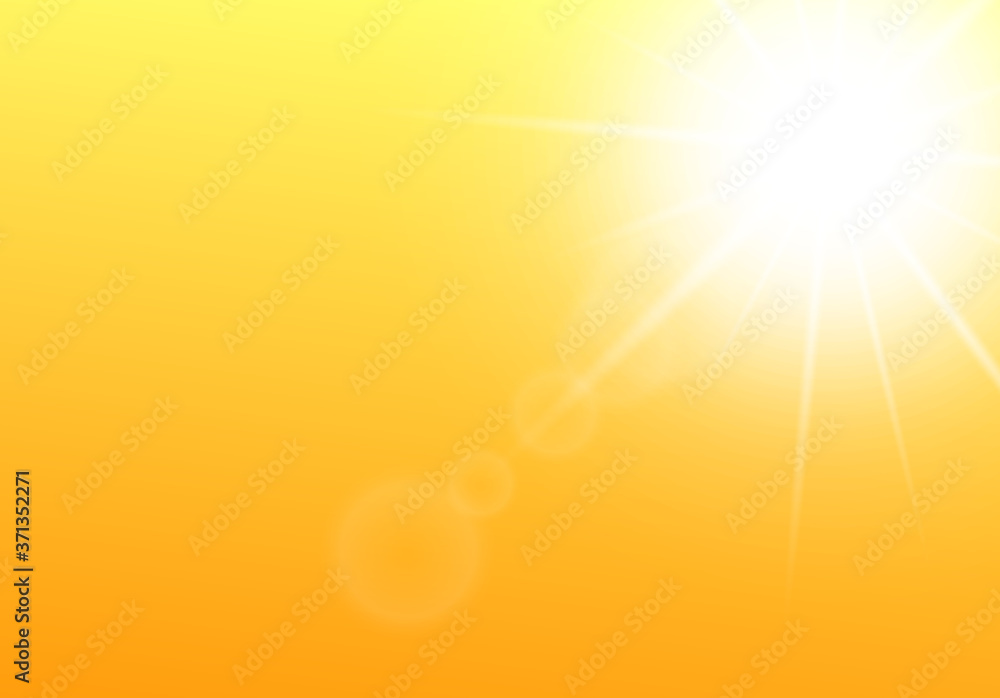 White sun rays on golden yellow sky background - blank banner White sun rays on golden yellow sky background - blank banner