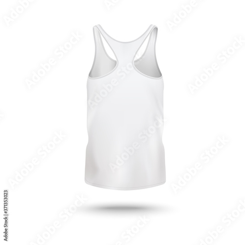 Women sport t-shirt or vest template back, realistic vector illustration isolated.